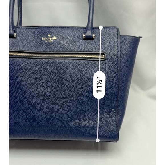 Kate Spade Chester Street Allyn Large Satchel Tote Navy Blue Pebbled Leather - Picture 6 of 14